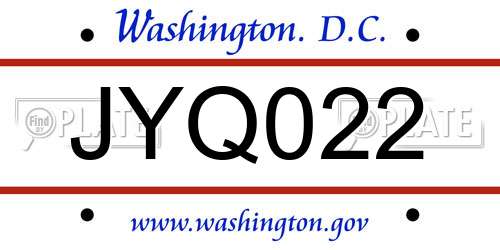 JYQ022 District Of Columbia License Plate
