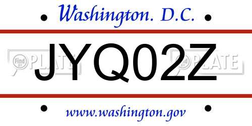 JYQ02Z District Of Columbia License Plate