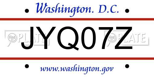 JYQ07Z District Of Columbia License Plate