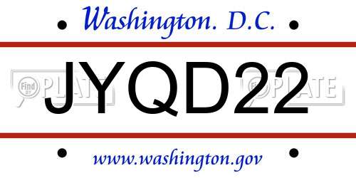 JYQD22 District Of Columbia License Plate