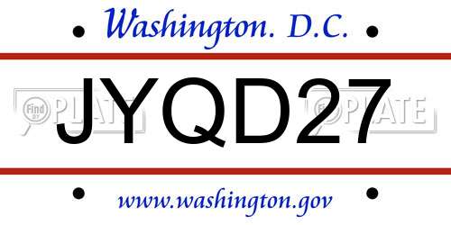 JYQD27 District Of Columbia License Plate
