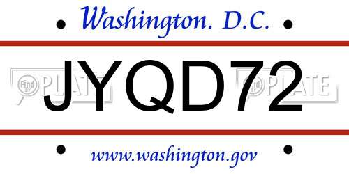 JYQD72 District Of Columbia License Plate