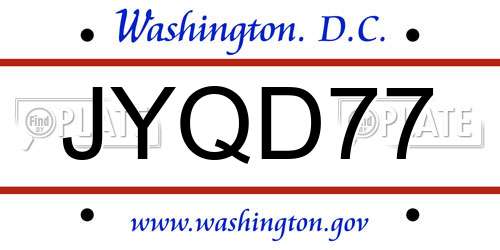 JYQD77 District Of Columbia License Plate