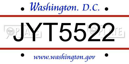 JYT5522 District Of Columbia License Plate
