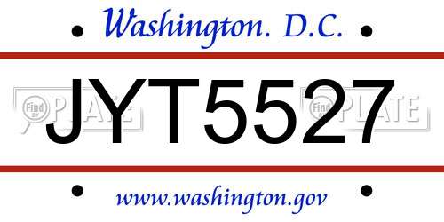 JYT5527 District Of Columbia License Plate