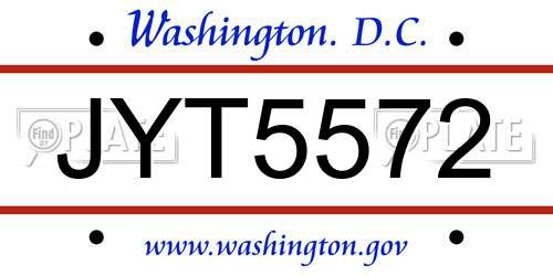 JYT5572 District Of Columbia License Plate
