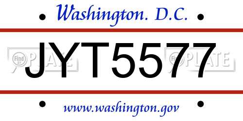 JYT5577 District Of Columbia License Plate