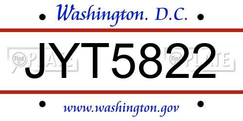 JYT5822 District Of Columbia License Plate