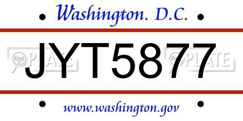 JYT5877 District Of Columbia License Plate
