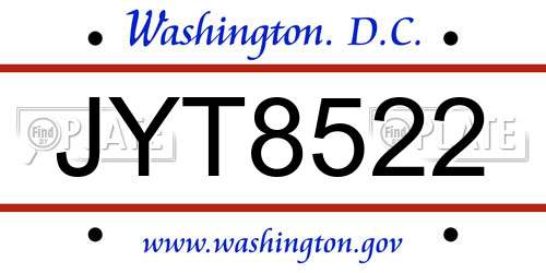 JYT8522 District Of Columbia License Plate