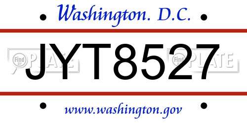 JYT8527 District Of Columbia License Plate