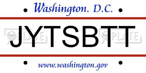 JYTSBTT District Of Columbia License Plate