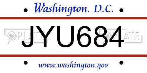 JYU684 District Of Columbia License Plate