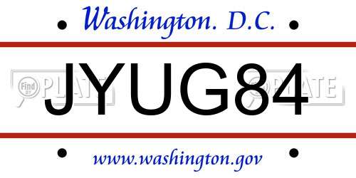 JYUG84 District Of Columbia License Plate