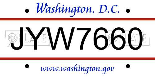 JYW7660 District Of Columbia License Plate