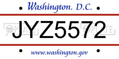 JYZ5572 District Of Columbia License Plate