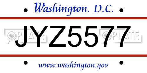 JYZ5577 District Of Columbia License Plate