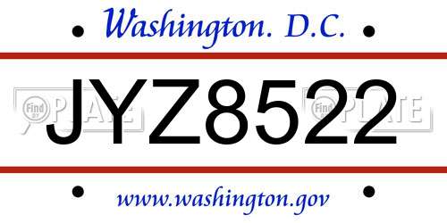 JYZ8522 District Of Columbia License Plate