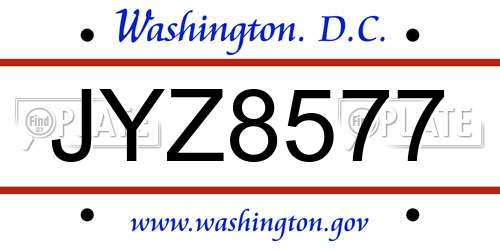 JYZ8577 District Of Columbia License Plate