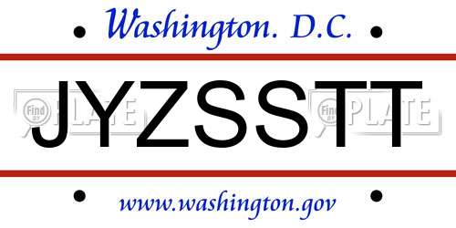 JYZSSTT District Of Columbia License Plate