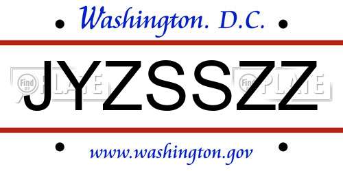 JYZSSZZ District Of Columbia License Plate