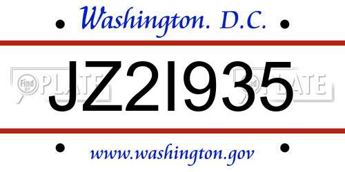 JZ2I935 District Of Columbia License Plate