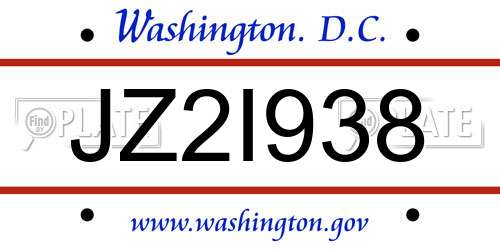 JZ2I938 District Of Columbia License Plate