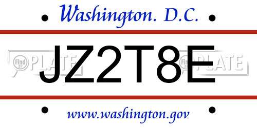 JZ2T8E District Of Columbia License Plate