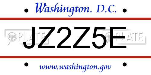 JZ2Z5E District Of Columbia License Plate