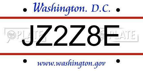 JZ2Z8E District Of Columbia License Plate
