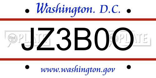 JZ3B0O District Of Columbia License Plate
