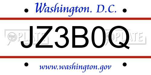 JZ3B0Q District Of Columbia License Plate