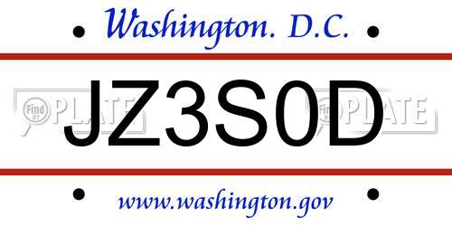 JZ3S0D District Of Columbia License Plate