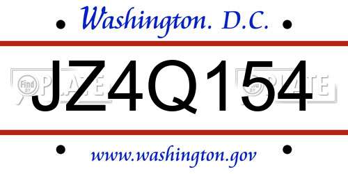 JZ4Q154 District Of Columbia License Plate