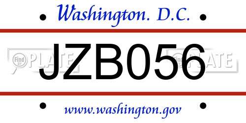 JZB056 District Of Columbia License Plate