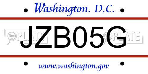 JZB05G District Of Columbia License Plate