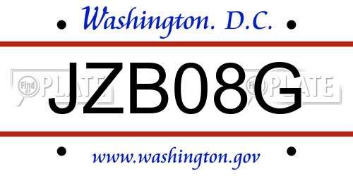 JZB08G District Of Columbia License Plate