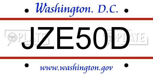 JZE50D District Of Columbia License Plate