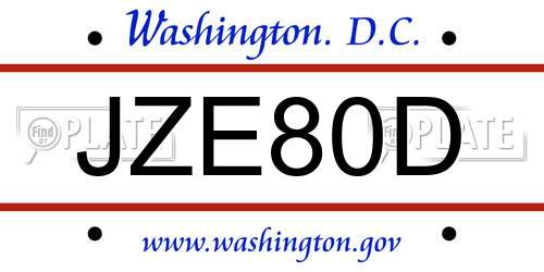 JZE80D District Of Columbia License Plate