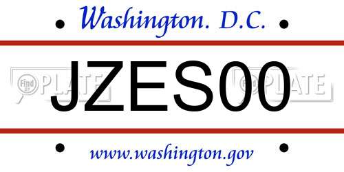JZES00 District Of Columbia License Plate