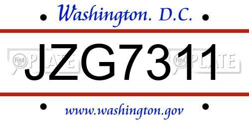 JZG7311 District Of Columbia License Plate