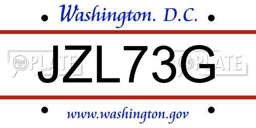 JZL73G District Of Columbia License Plate
