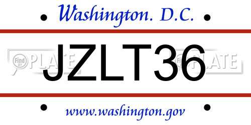 JZLT36 District Of Columbia License Plate