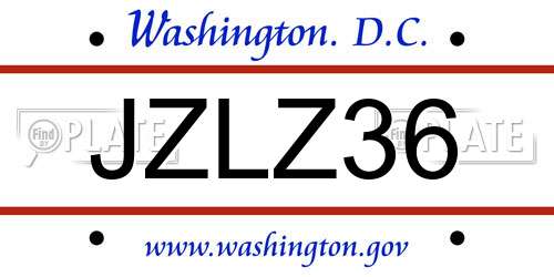 JZLZ36 District Of Columbia License Plate