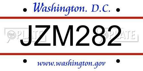 JZM282 District Of Columbia License Plate