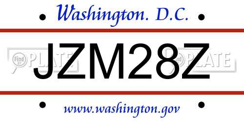 JZM28Z District Of Columbia License Plate