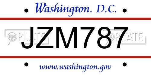 JZM787 District Of Columbia License Plate