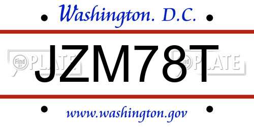 JZM78T District Of Columbia License Plate