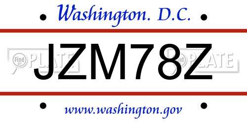JZM78Z District Of Columbia License Plate
