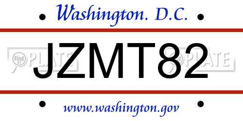 JZMT82 District Of Columbia License Plate